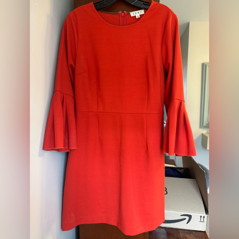 Elegant Red Dress with Flared Sleeves
